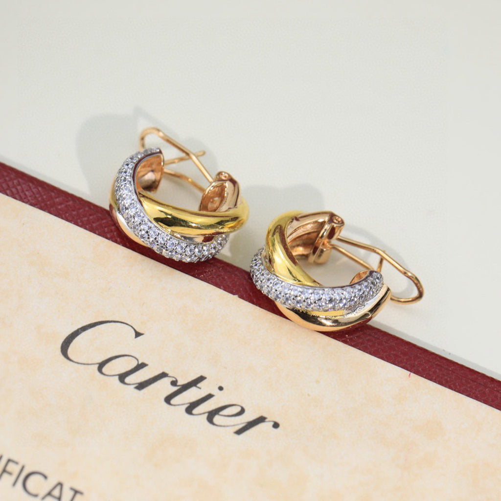 [LORA] TRINITY HALF DIAMOND  CLASSIC EARRINGS