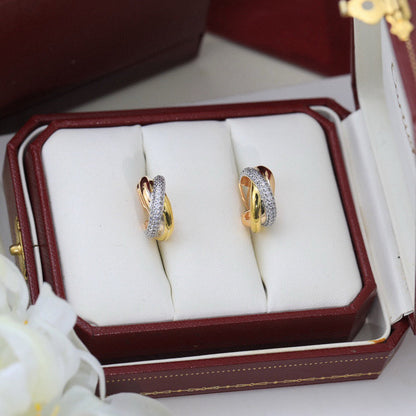 [LORA] TRINITY HALF DIAMOND  CLASSIC EARRINGS