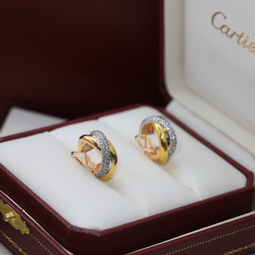 [LORA] TRINITY HALF DIAMOND  CLASSIC EARRINGS