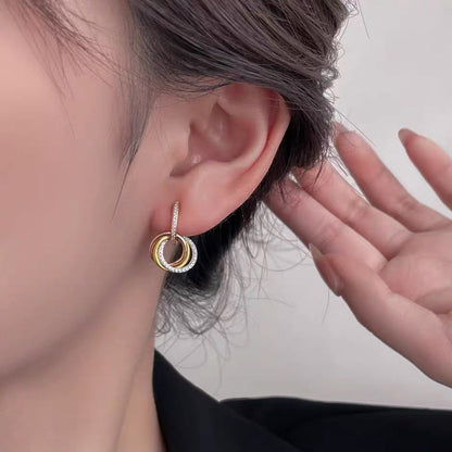 [LORA] TRINITY HALF DIAMOND  EARRINGS