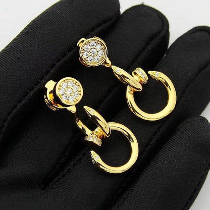 [LORA] JUSTE HALF DIAMOND DOUBLE EARRINGS