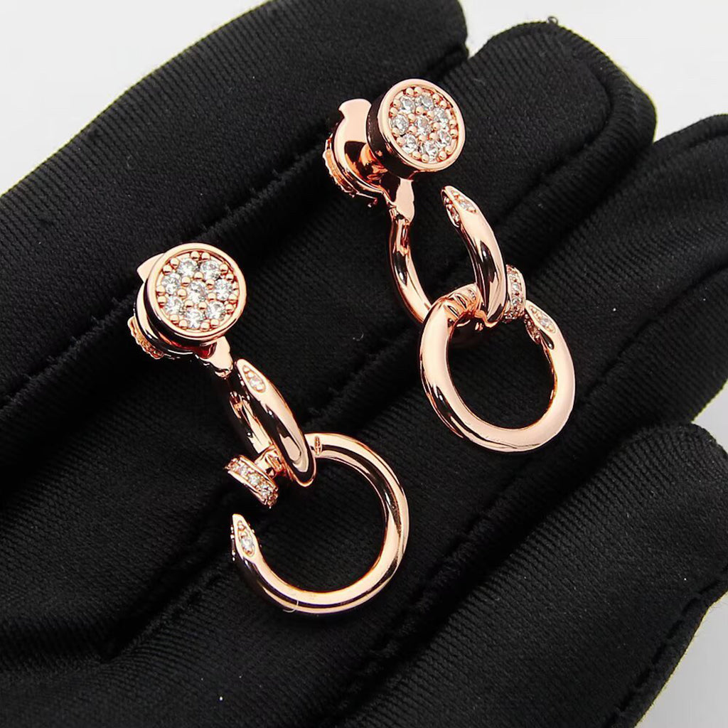 [LORA] JUSTE HALF DIAMOND DOUBLE EARRINGS