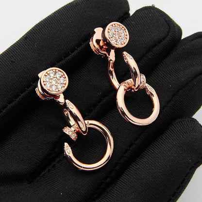 [LORA] JUSTE HALF DIAMOND DOUBLE EARRINGS