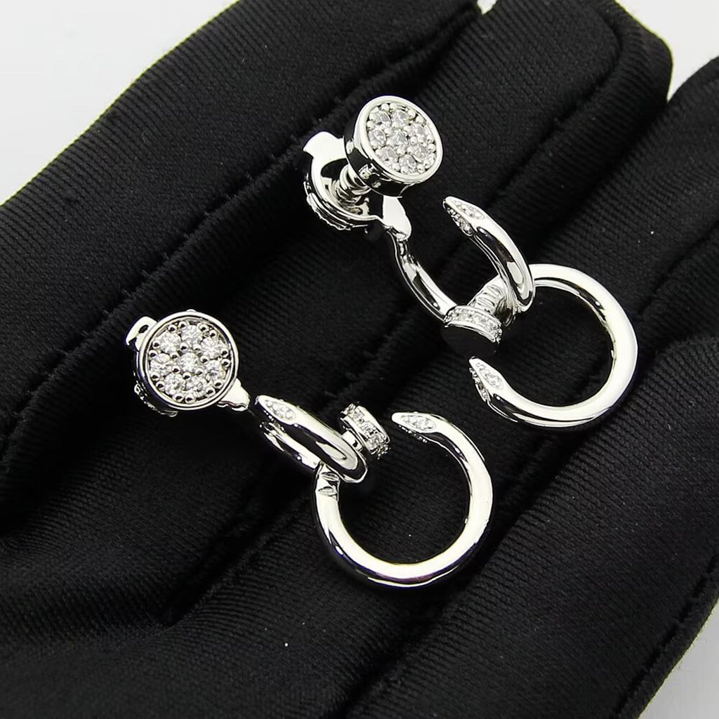 [LORA] JUSTE HALF DIAMOND DOUBLE EARRINGS