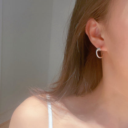 [LORA] JUSTE FULL DIAMOND DOUBLE EARRINGS