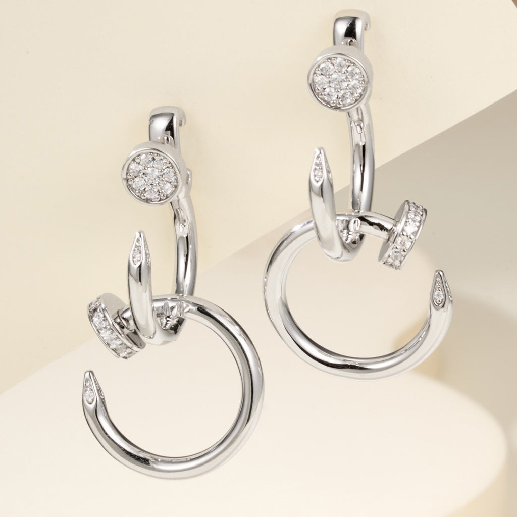 [LORA] JUSTE HALF DIAMOND DOUBLE EARRINGS