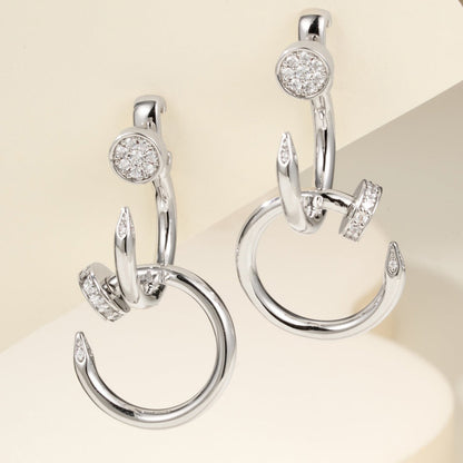 [LORA] JUSTE HALF DIAMOND DOUBLE EARRINGS
