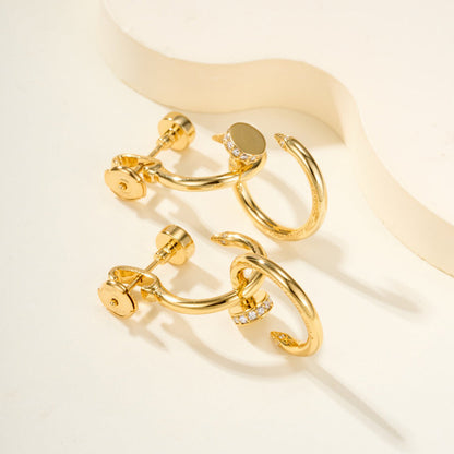 [LORA] JUSTE HALF DIAMOND DOUBLE EARRINGS