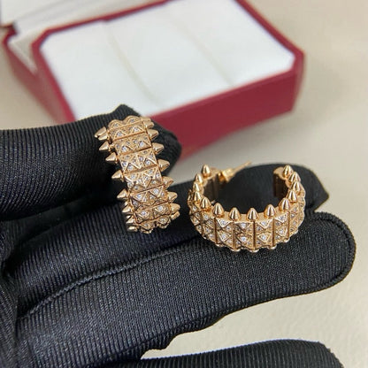 [LORA] CLASH 9.2MM FULL DIAMOND DOUBLE ROW EARRINGS