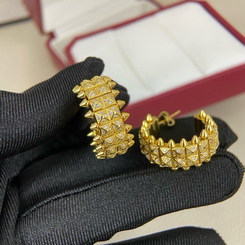 [LORA] CLASH 9.2MM FULL DIAMOND DOUBLE ROW EARRINGS