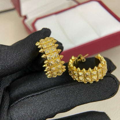 [LORA] CLASH 9.2MM FULL DIAMOND DOUBLE ROW EARRINGS