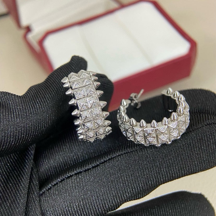 [LORA] CLASH 9.2MM FULL DIAMOND DOUBLE ROW EARRINGS