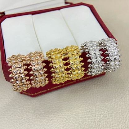 [LORA] CLASH 9.2MM FULL DIAMOND DOUBLE ROW EARRINGS