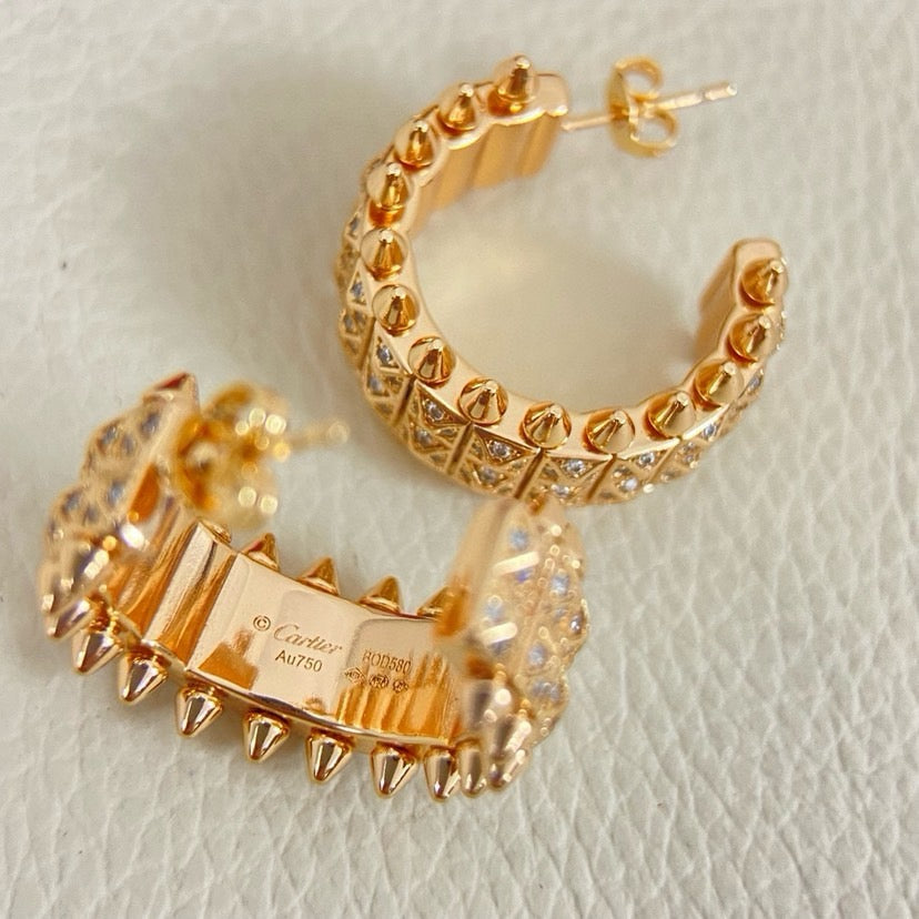 [LORA] CLASH 9.2MM FULL DIAMOND DOUBLE ROW EARRINGS