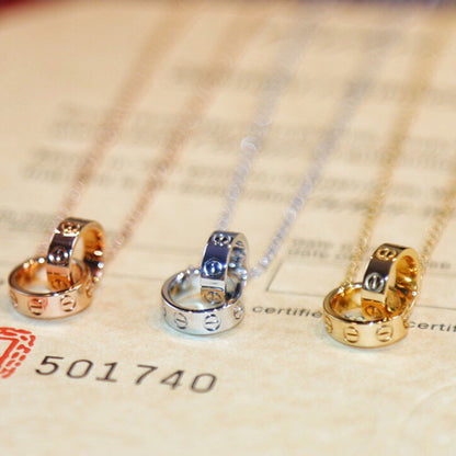 [LORA] LOVE DOUBLE RING NECKLACE