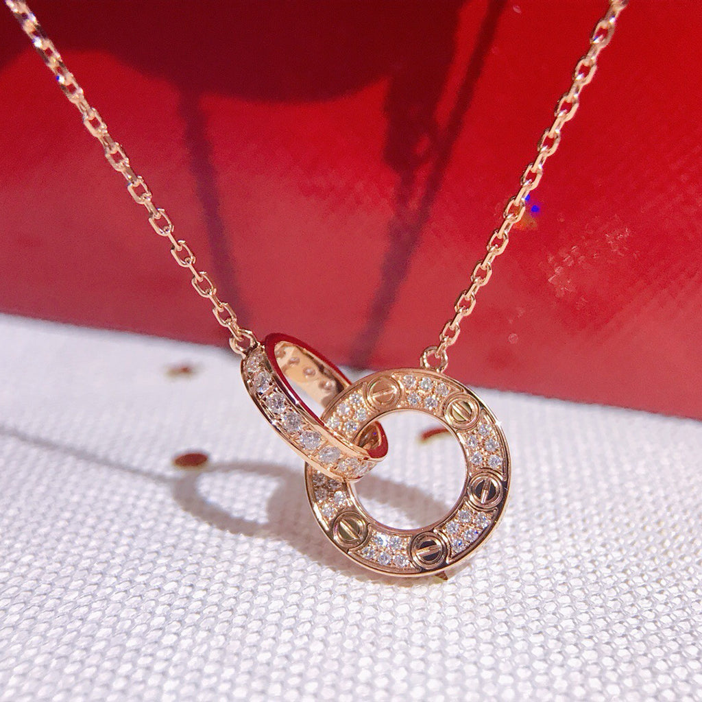 [LORA] LOVE  FULL DIAMOND PENDANT NECKLACE