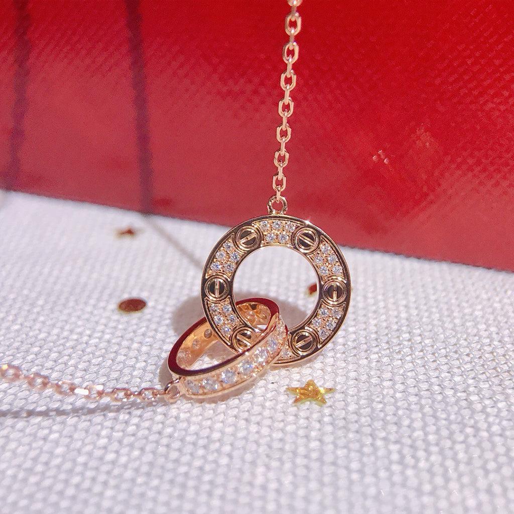 [LORA] LOVE  FULL DIAMOND PENDANT NECKLACE
