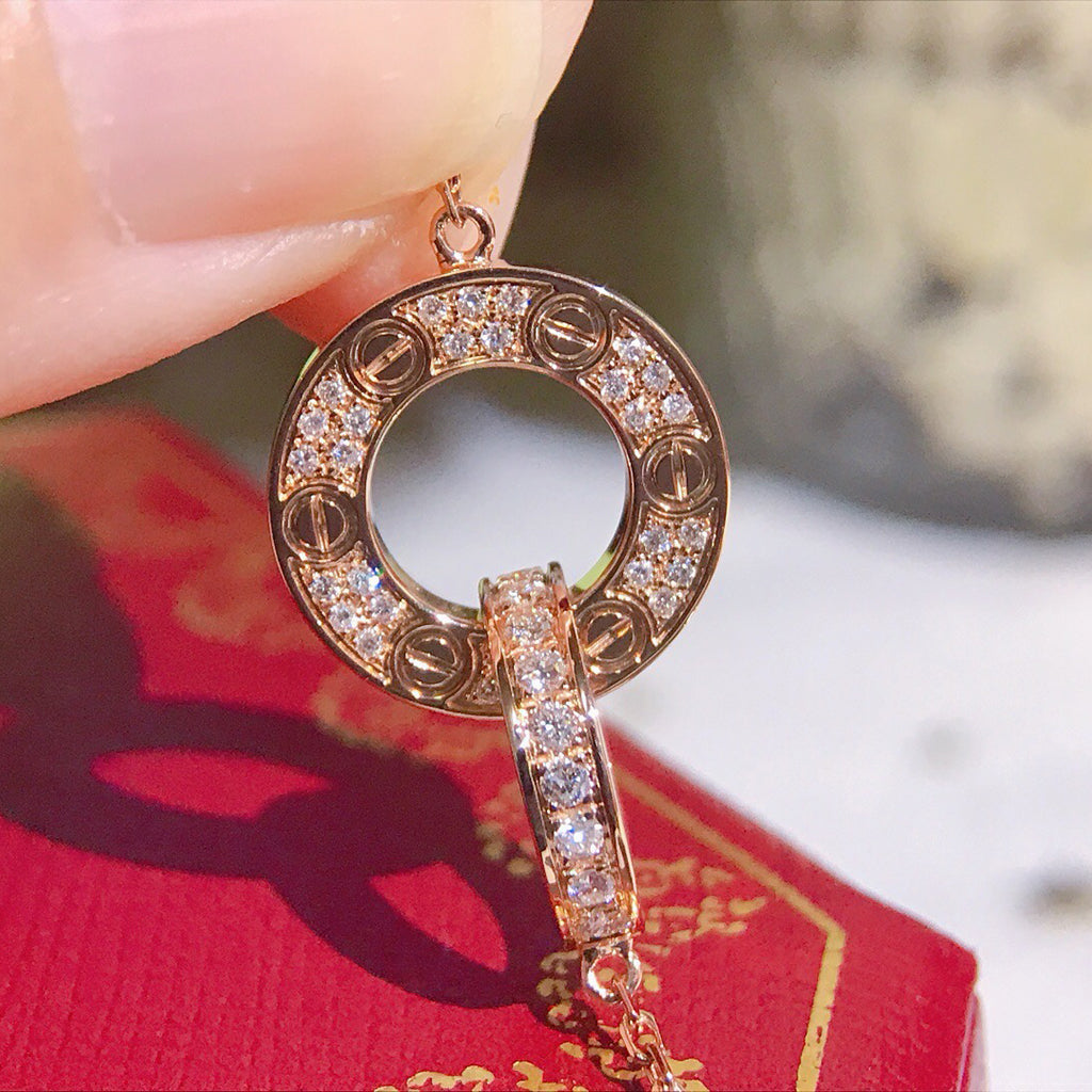 [LORA] LOVE  FULL DIAMOND PENDANT NECKLACE