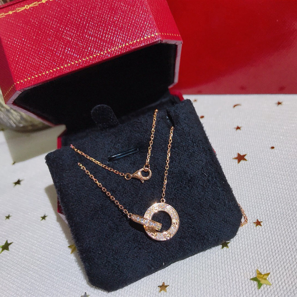 [LORA] LOVE  FULL DIAMOND PENDANT NECKLACE