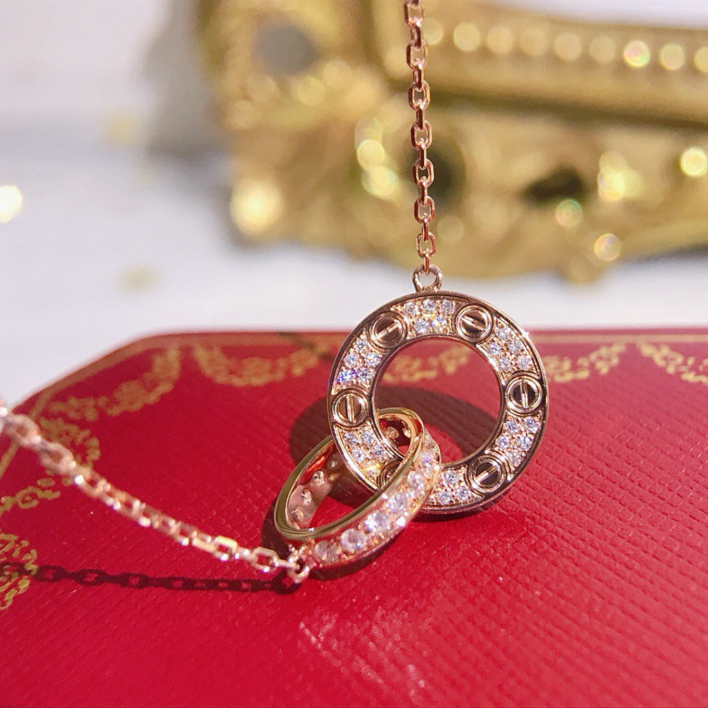 [LORA] LOVE  FULL DIAMOND PENDANT NECKLACE