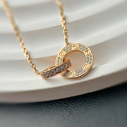 [LORA] LOVE  FULL DIAMOND PENDANT NECKLACE