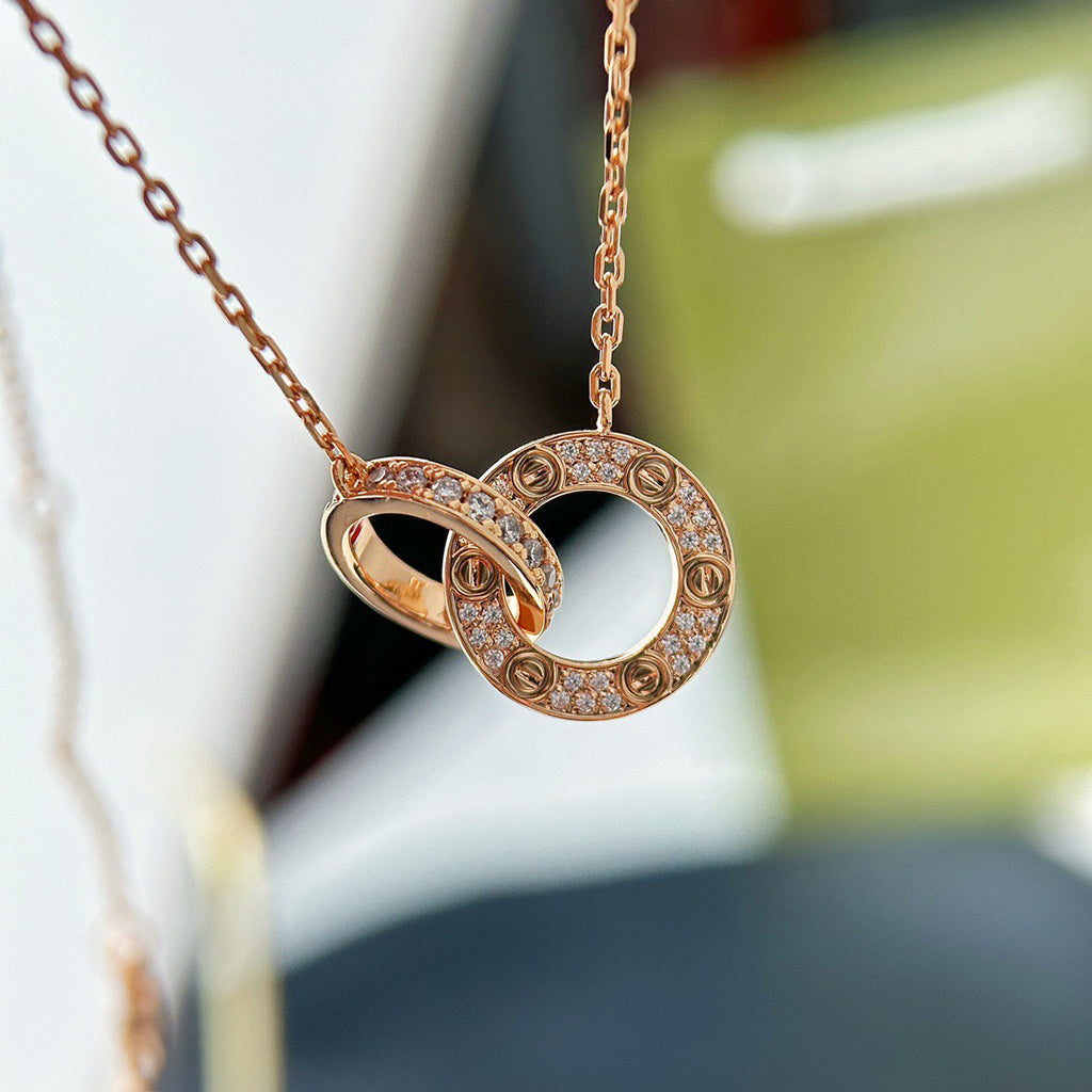 [LORA] LOVE  FULL DIAMOND PENDANT NECKLACE