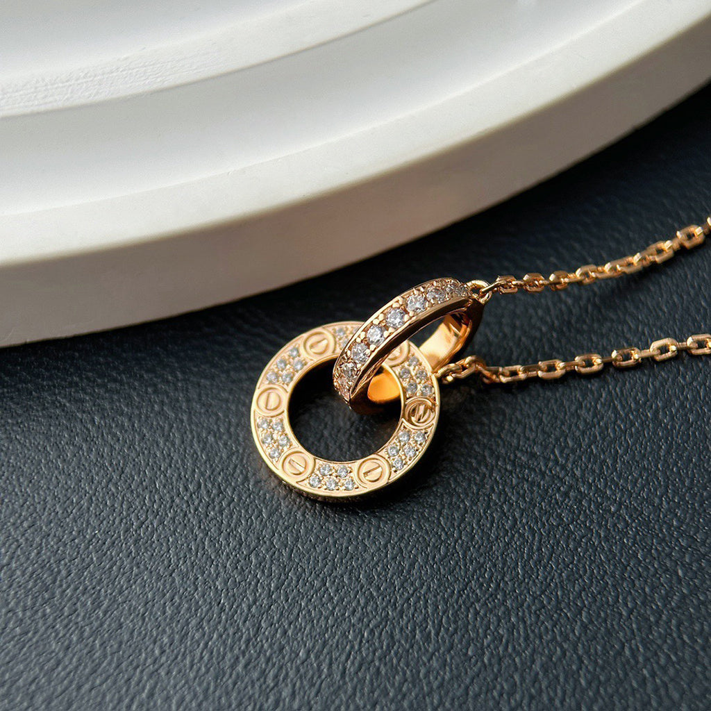 [LORA] LOVE  FULL DIAMOND PENDANT NECKLACE