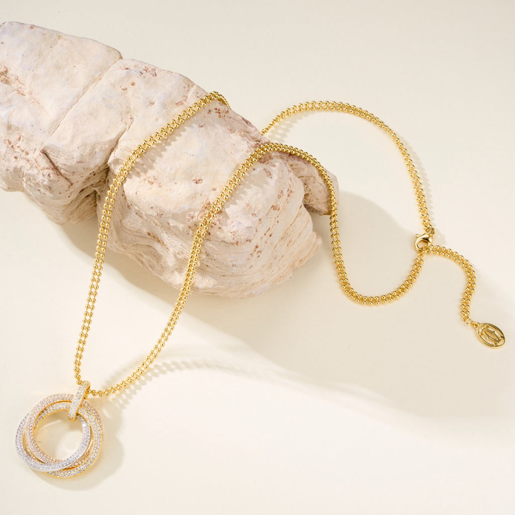 [LORA] TRINITY LARGE FULL DIAMOND  NECKLACE