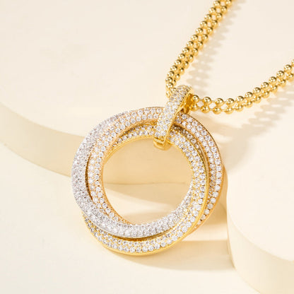 [LORA] TRINITY LARGE FULL DIAMOND  NECKLACE