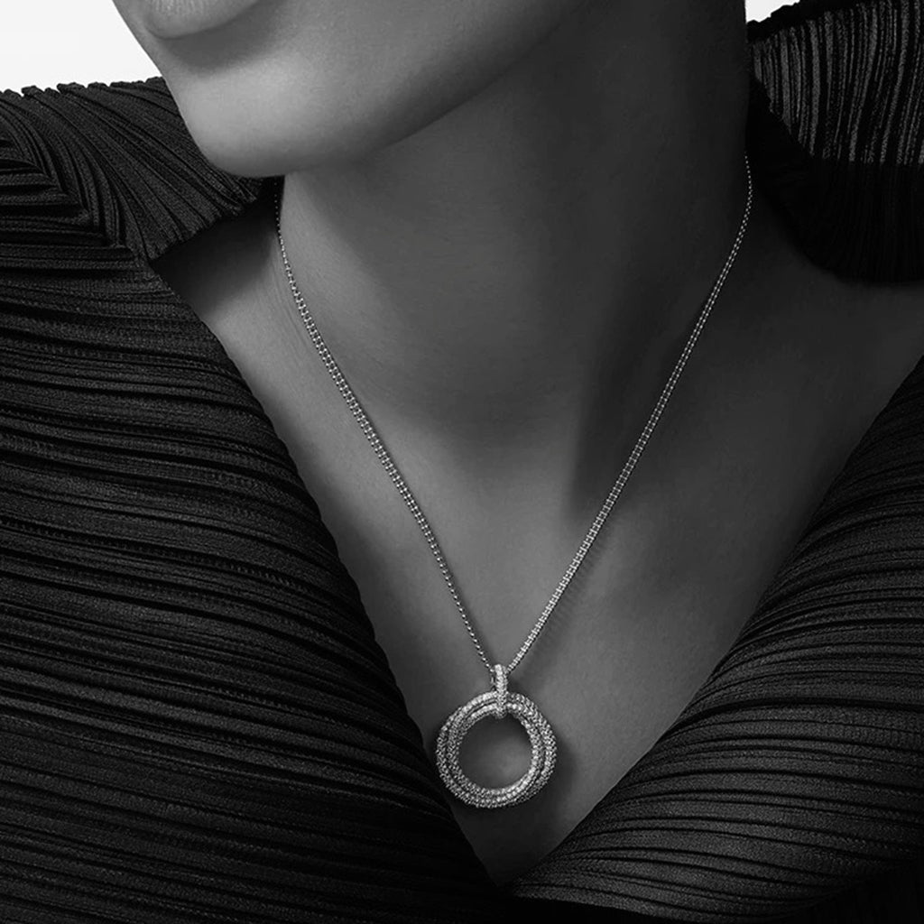 [LORA] TRINITY LARGE FULL DIAMOND  NECKLACE