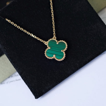[LORA]CLOVER 15MM MALACHITE SINGLE FLOWER  NECKLACE