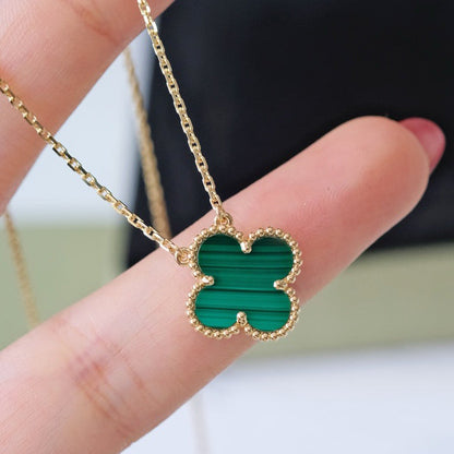 [LORA]CLOVER 15MM MALACHITE SINGLE FLOWER  NECKLACE