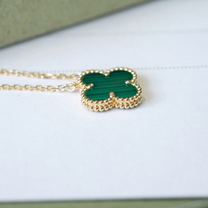 [LORA]CLOVER 15MM MALACHITE SINGLE FLOWER  NECKLACE