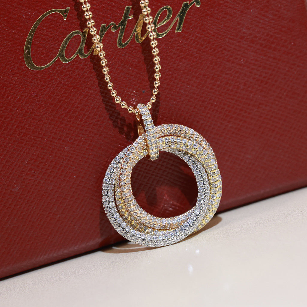 [LORA] TRINITY LARGE FULL DIAMOND  NECKLACE