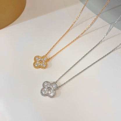 [LORA]CLOVER 15MM DIAMOND SINGLE FLOWER NECKLACE