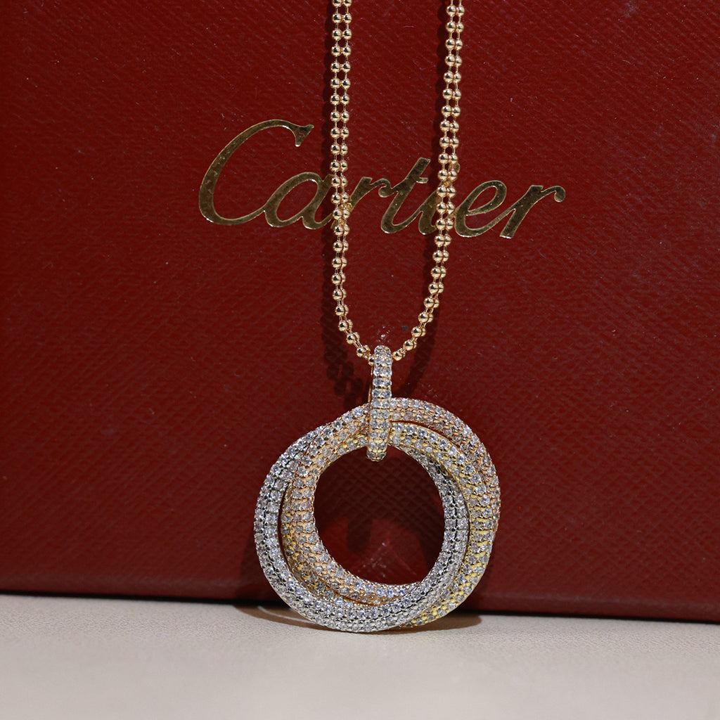 [LORA] TRINITY LARGE FULL DIAMOND  NECKLACE