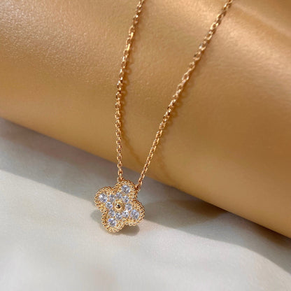 [LORA]CLOVER 15MM DIAMOND SINGLE FLOWER NECKLACE
