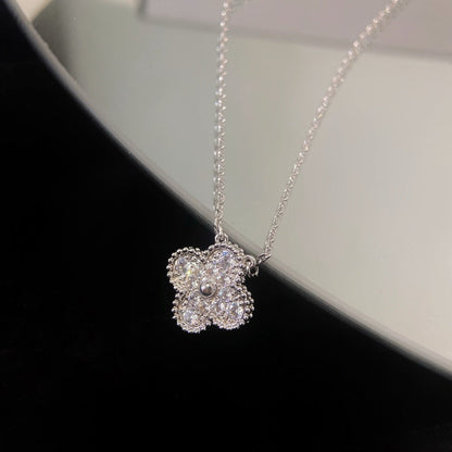 [LORA]CLOVER 15MM DIAMOND SINGLE FLOWER NECKLACE