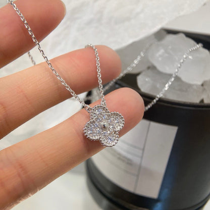 [LORA]CLOVER 15MM DIAMOND SINGLE FLOWER NECKLACE