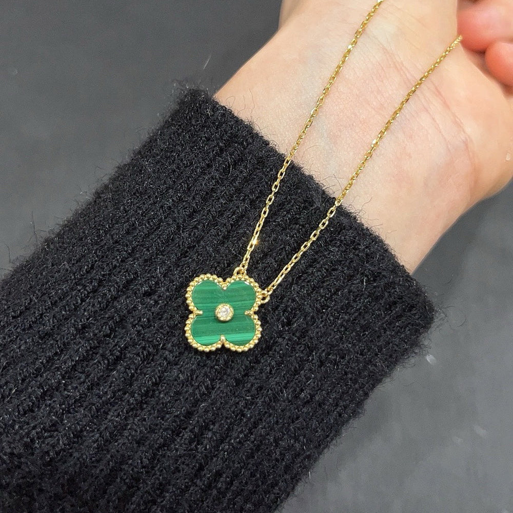 [LORA]CLOVER 15MM DIAMOND TURQUOISE NECKLACE