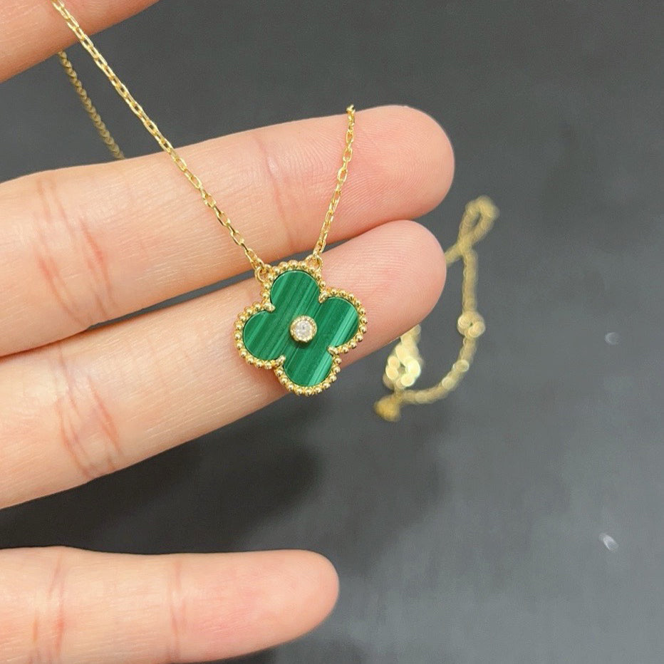 [LORA]CLOVER 15MM DIAMOND TURQUOISE NECKLACE