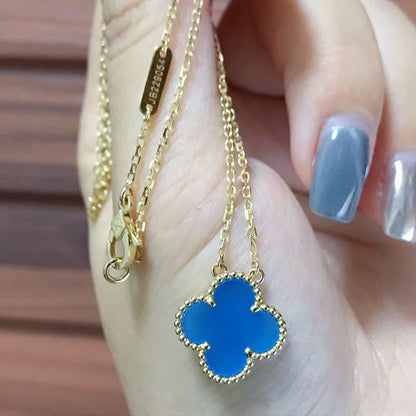 [LORA]CLOVER 15MM BLUE AGATE NECKLACE