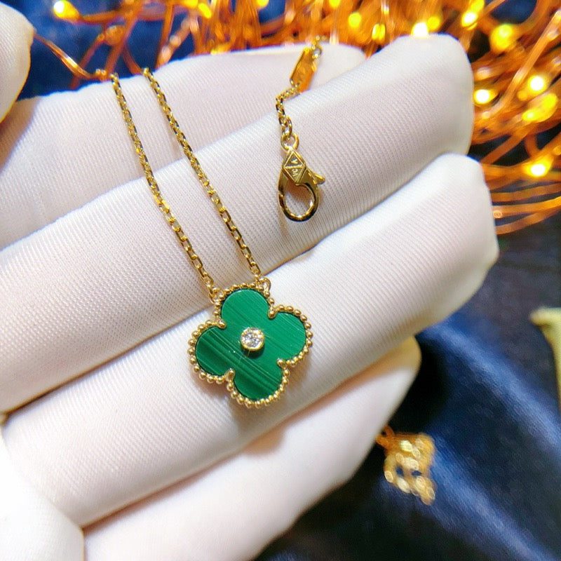 [LORA]CLOVER 15MM DIAMOND TURQUOISE NECKLACE