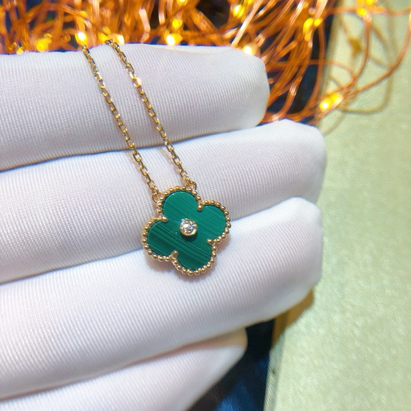 [LORA]CLOVER 15MM DIAMOND TURQUOISE NECKLACE