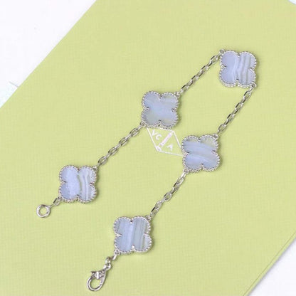 [LORA]CLOVER  5 MOTIF PURPLE CHALCEDONY BRACELET SILVER