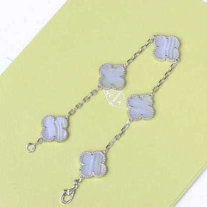 [Lora] CLOVER 5 MOTIF PURPLE CHALCEDONY BRACELET COLLECTION