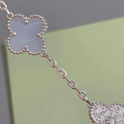 [Lora] CLOVER 5 MOTIF PURPLE CHALCEDONY BRACELET COLLECTION