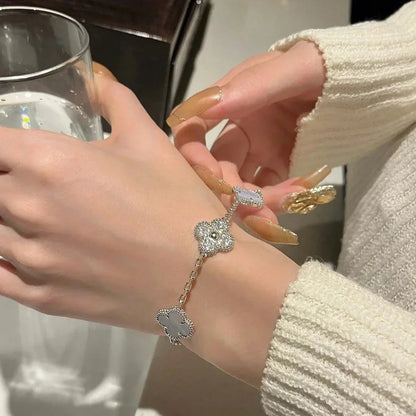 [Lora] CLOVER 5 MOTIF PURPLE CHALCEDONY BRACELET COLLECTION