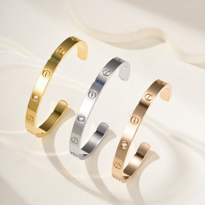 [LORA] LOVE BRACELET 6.1MM 1 DIAMOND OPEN CUFF