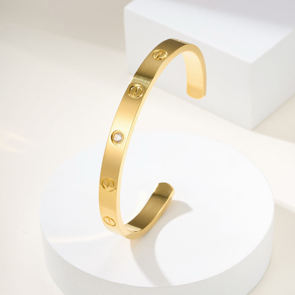 [LORA] LOVE BRACELET 6.1MM 1 DIAMOND OPEN CUFF